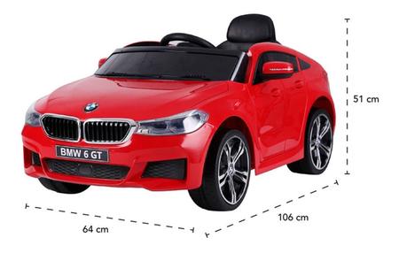 Mini Carro Elétrico Infantil Criança BMW 6 GT 12V 3 Anos A 30Kg Luz Música  MP3 Controle Vermelho Belfix - Baby&Kids