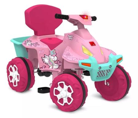 Imagem de Mini carro Smart Quad Passeio Rosa Pedal  com Empurrador Menina- Bandeirante