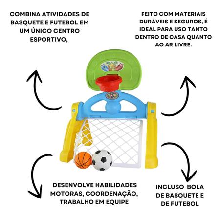 Imagem de Mini Cesta de Basquete com bola e mini gol com bola Futebol Infantil Mini Trave Presente Menino Brinquedo Tabela de Basquete