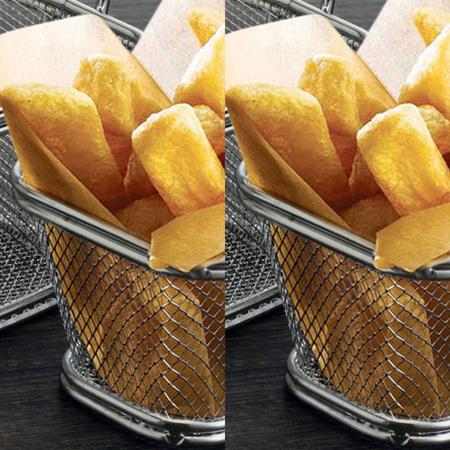 Imagem de Mini cesto fritura servir alca metal 14,5x10,5cm