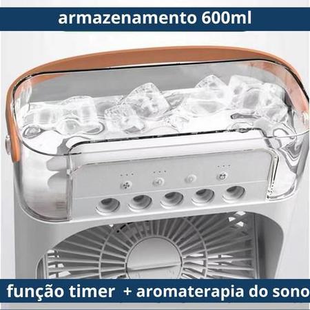 Imagem de Mini climatizador ar frio ventilador umidificador ar condicionado portátil 3 velocidades com led