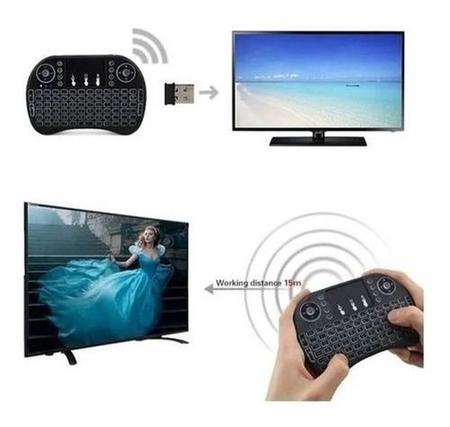 Imagem de Mini Controle Led Teclado Sem Fio Smart Tv Box Netflix Cor Do Teclado Preto