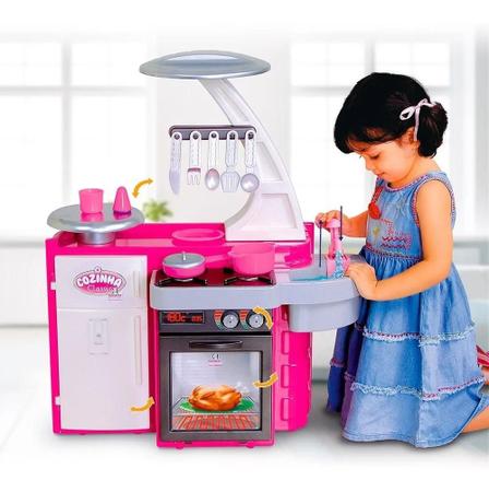 Imagem de Mini Cozinha Infantil Cotiplás Pia Fogão Geladeira Completa Sai Água De Verdade 1601