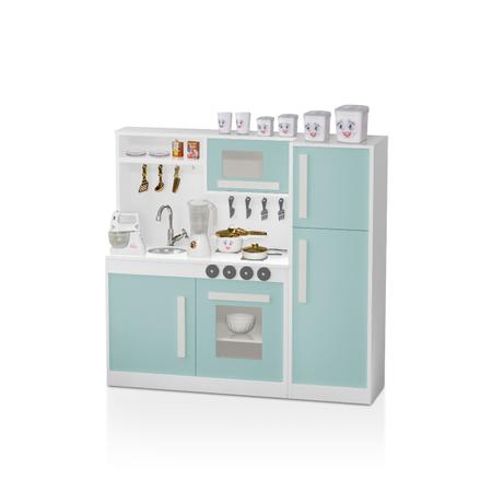 Imagem de Mini Cozinha Infantil Fogão e Geladeira Verde Completa MDF