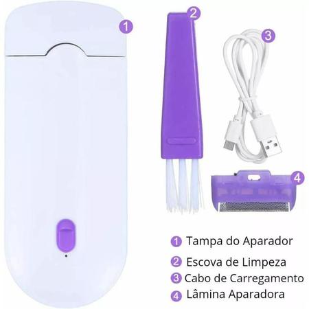 Imagem de Mini Depilador Elétrico Aparador Pelos Corporal Feminino Branco Bivolt