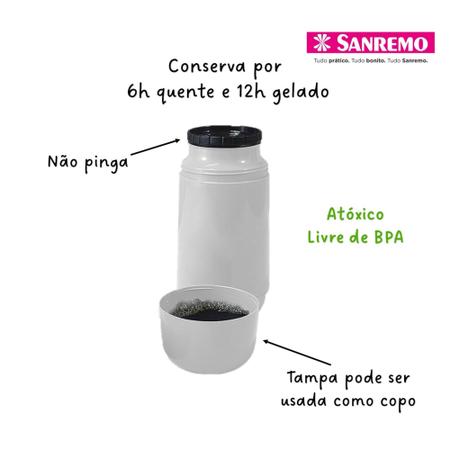 Imagem de Mini Garrafa Térmica Adorar 250ml Sanremo - Pequena Água Café Chá Leite Infantil