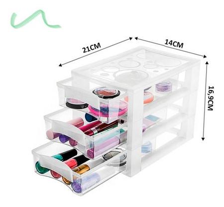 Imagem de Mini Gaveteiro Médio Organizar 3 Gavetas Cristal Kit 5