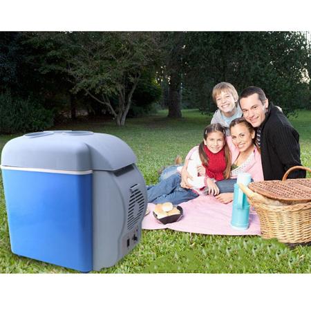 Imagem de Mini geladeira portátil para viagem, refrigerador abs multifuncional 12v 7.5l, sustentação de comida fresca, refrigerado