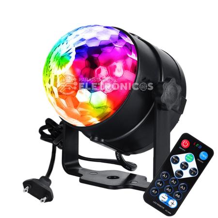 Globo Bola Maluca Laser Jogo De Luz 9 Led Rgb Ritimo Musica