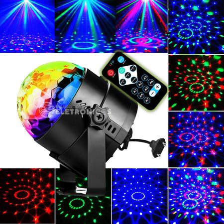 Globo Bola Maluca Laser Jogo De Luz 9 Led Rgb Ritimo Musica