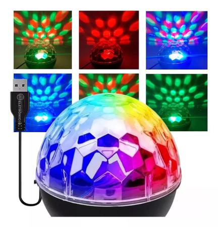 Imagem de Mini Globo LED RGB Jogo De Luz Colorido Para Festas e DJ USB   LEY2147