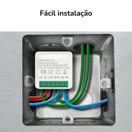 Imagem de Mini Interruptor Inteligente Wifi 2 Canais Sonoff 16a Alexa Tuya Smart Life Google Home Sem Fio