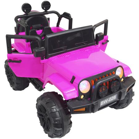 Carro Eletrico Infantil Meninas Controle Luz Som Jeep Rosa