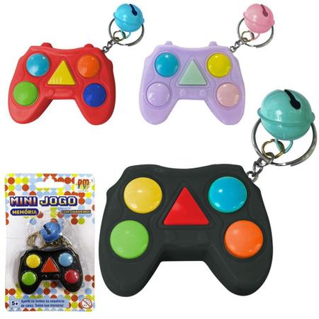 Mini jogo da memoria com chaveiro joystick e guizo colors a