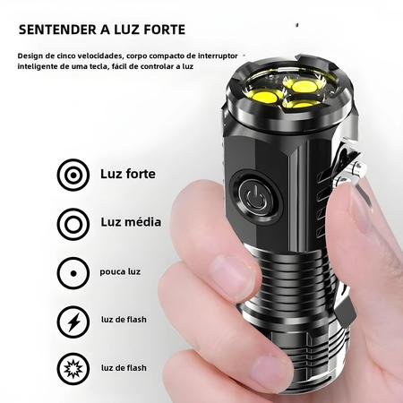 Imagem de Mini Lanterna 3led Super Brilhante Com Carga Usb Tocha Portátil Com Clipe De Caneta E Lâmpada De