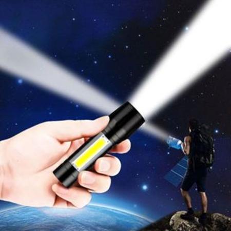Imagem de Mini Lanterna Tática Com Led Zoom ajustável e Recarregável USB
