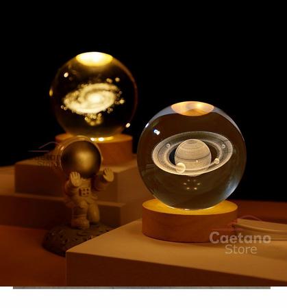 Imagem de Mini Luminária Led Globo De Vidro Planeta Sistema Solar 3d Com Cabo Usb