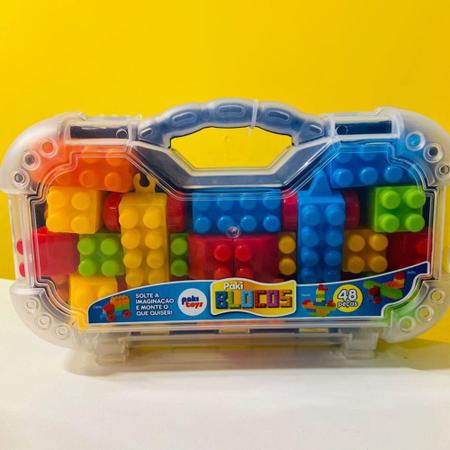 Brinquedo Maleta Blocos De Montar 48 Peças Paki Toys em Promoção