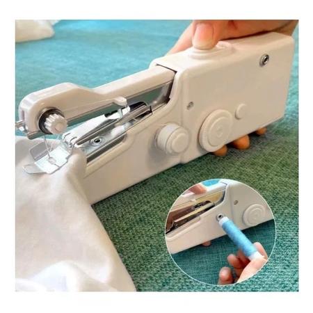 Imagem de Mini Maquina de Costura de Mão Portátil a Pilha Couro Lã Jeans Manual A Pilha Saara Online