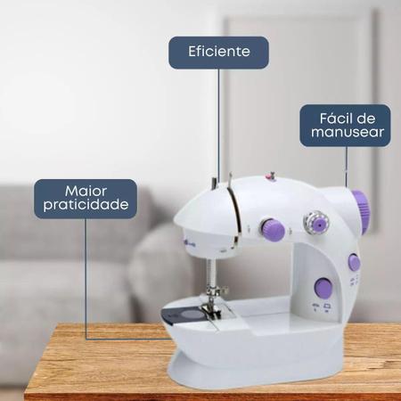 Imagem de Mini Máquina de Costura Elétrica Portátil para Roupa Bivolt com Pedal