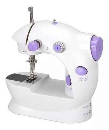 Imagem de Mini máquina de costura portátil  ponto costurar costura sem fio roupas tecidos mão máquinas de costura elétrica acessór