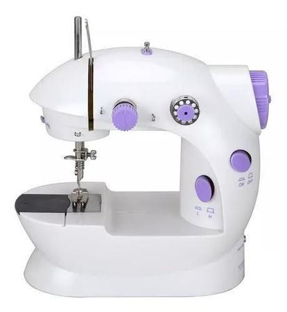 Imagem de Mini máquina de costura portátil  ponto costurar costura sem fio roupas tecidos mão máquinas de costura elétrica acessór