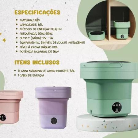 Imagem de Mini Máquina de Lavar Roupas Portátil Dobrável 6,5 Litros: Lavagem Eficiente em um Design Leve