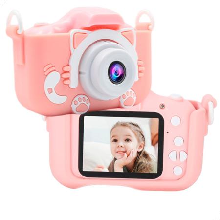 Imagem de Mini Maquina Digital Infantil Brinquedo Criança Fotos e Videos Voz Em HD Alta Qualidade Jogos Capa Antiqueda Carrega Usb