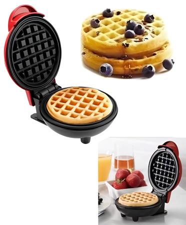 Imagem de Mini Máquina P/ Fazer Waffle Grill Panqueca Elétrica Prática