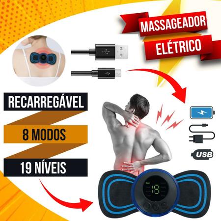 Imagem de Mini Massageador Elétrico Profissional Fisioterapia EMS Recarregável Portátil Massagem Costas Coluna Pescoço Cervical Lombar