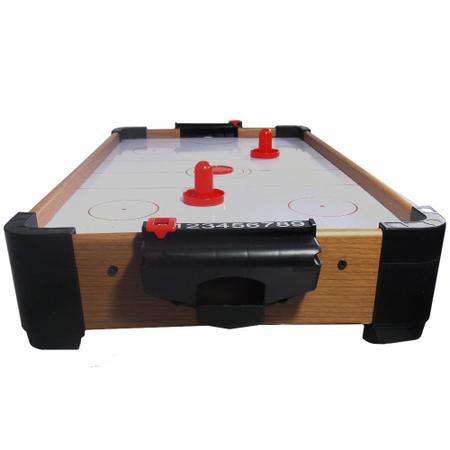 Mini Mesa Jogo de AIR HOCKEY à Pilhas Portátil com Marcador Discos