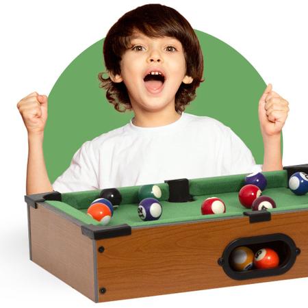 Mini Jogo Bilhar De Mesa Sinuca Pequena Infantil Madeira