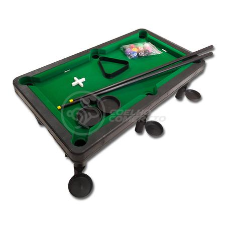 Jogo Mini Mesa de Bilhar Sinuca Compacta em Madeira Snooker com 2