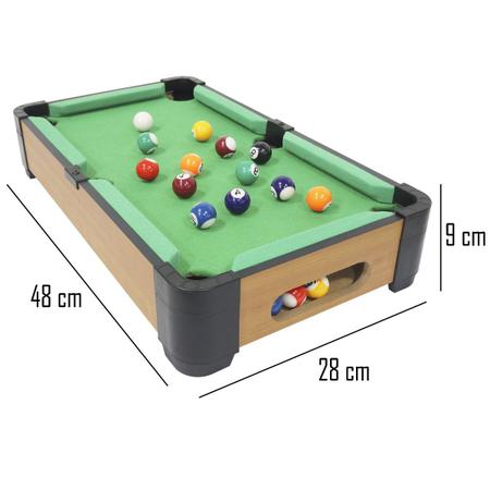 Mesa Sinuca Bilhar Snooker Infantil Brinquedo Jogar Taco (6841A