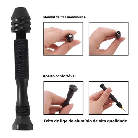 Imagem de Mini Micro Broca Manual De Alumínio 0.3-3.4mm Mandril Sem Chave Ferramentas Rotativas Perfuração De