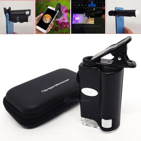 Imagem de Mini Microscópio Lupa Com Clip De Sustentação Para Celular Smartphone 7751W