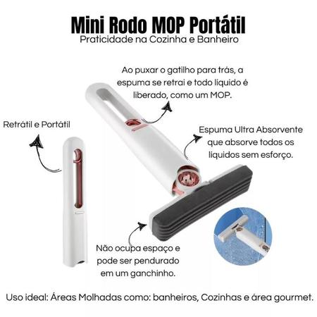 Imagem de Mini Mop Limpeza Dobrável Portátil Esfregão Rodinho De Pia