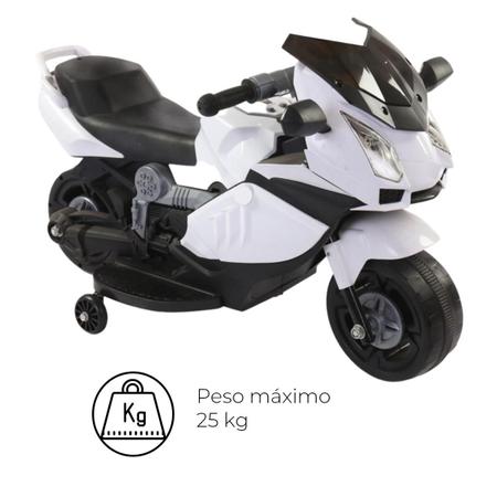 Imagem de Mini Moto Elétrica 6V Branca Importway Infantil Para Pequenos Pilotos Aventureiros Com Luzes Farol Buzina Recarregável