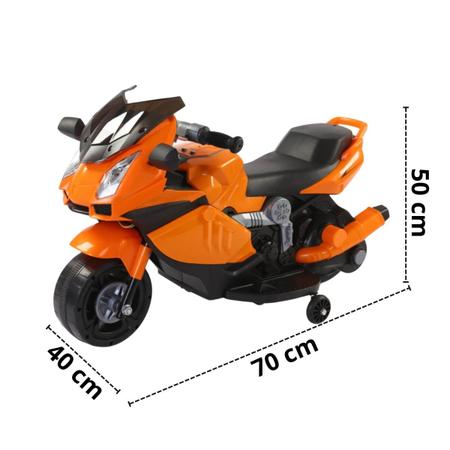 Imagem de Mini Moto Elétrica 6v Infantil Criança com luzes Sons Led LARANJA BW232LR