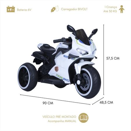 Imagem de Mini Moto Eletrica Branco Aceleração Pedal Recarregável Led