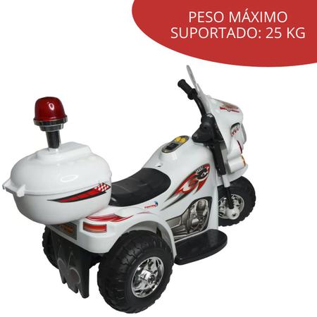 Mini Moto Elétrica Infantil 6v Com Som Sirene Polícia E Baú