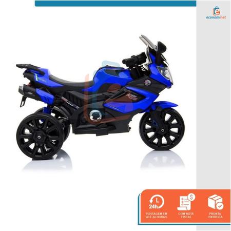 Mini Moto Elétrica Infantil Triciclo Criança Motorizado Azul