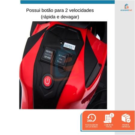 Mini Moto Elétrica Infantil Vermelha Triciclo Para Crianças - LCG ELETRO