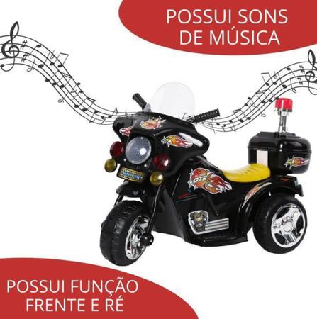 Triciclo Mini Moto Elétrica Infantil Cor Preta Som e Farol com Luz -  Importway