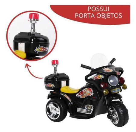 Triciclo Mini Moto Elétrica Infantil Cor Preta Som e Farol com Luz -  Importway