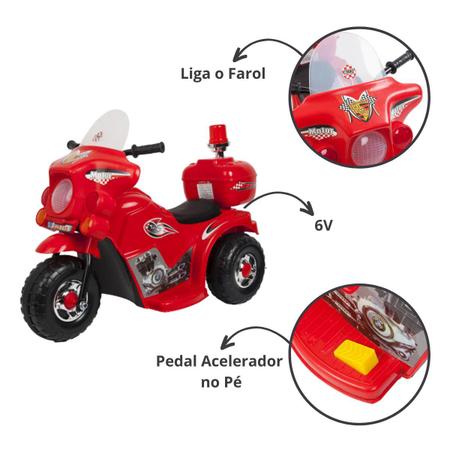 Imagem de Mini Moto Elétrica Triciclo Infantil Bau Policial Com Bateria 6v Recarregável 