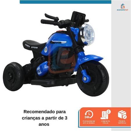 Imagem de Mini Moto Infantil Elétrica 3 Rodas Triciclo Passeio 6v A Bateria Recarregável Até 20 Kg Bivolt Motoca Motocicleta Som E Luzes Dia Das Crianças