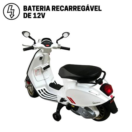 Motocicleta Elétrica Infantil, Modelos Retrô com Rodas Auxiliares