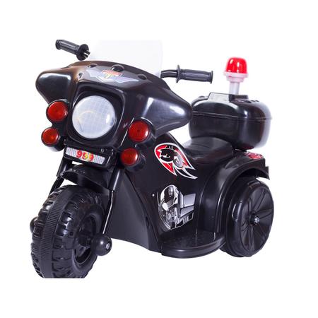 Mini Moto Eletrica Infantil Preta Triciclo Policia Luzes Som - ViniSound