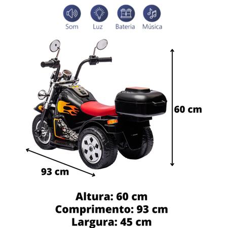 Imagem de Mini Motocicleta Moto Elétrica 6v Preto Com 3 Rodas Som Luz